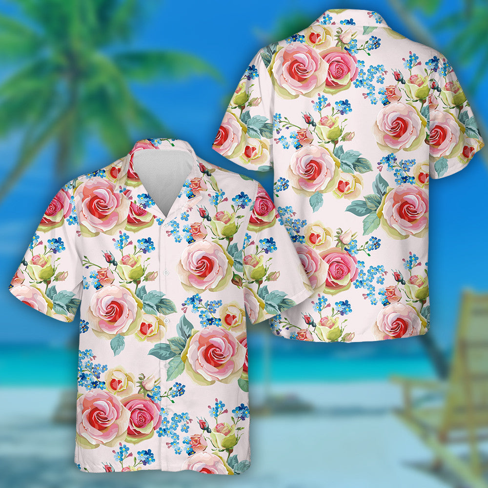Beautiful English Rose Spring Flower Garden Vintage Design Hawaiian Shirt, Hawaiian Shirt Gift, Christmas Gift