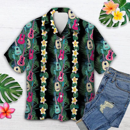 Hawaiian Shirt Holiday Gifts Amazing Guitar With Hibiscus Plant Pattern, Hawaiian Shirt Gift, Christmas Gift