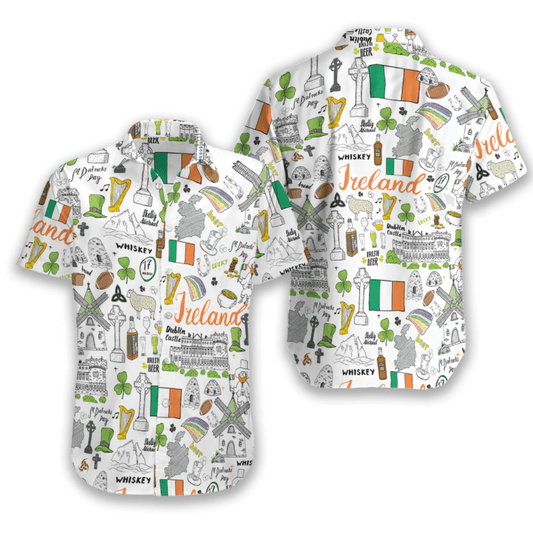 I Love Ireland On White Background Hawaiian Shirt, Hawaiian For Gift