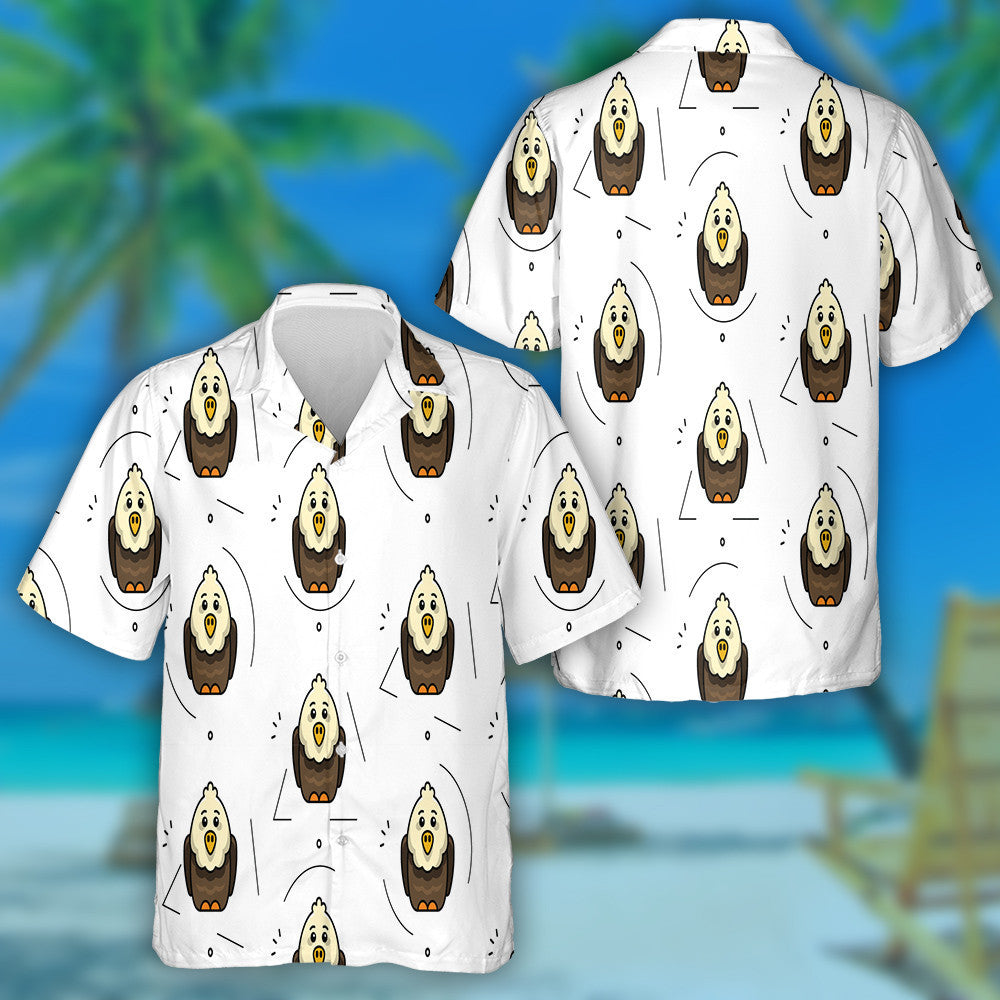 Cute Baby Cartoon Eagles On White Background Hawaiian Shirt, Hawaiian Shirt Gift, Christmas Gift
