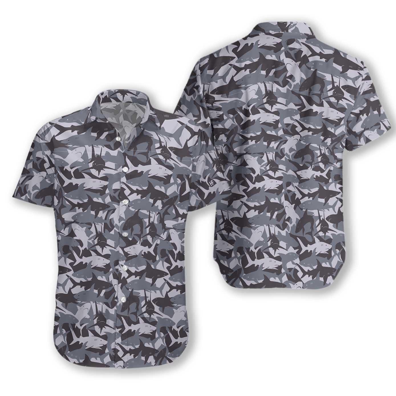 Shark Camouflage Design Hysterical Pattern Hawaiian Shirt,Hawaiian Shirt Gift, Christmas Gift