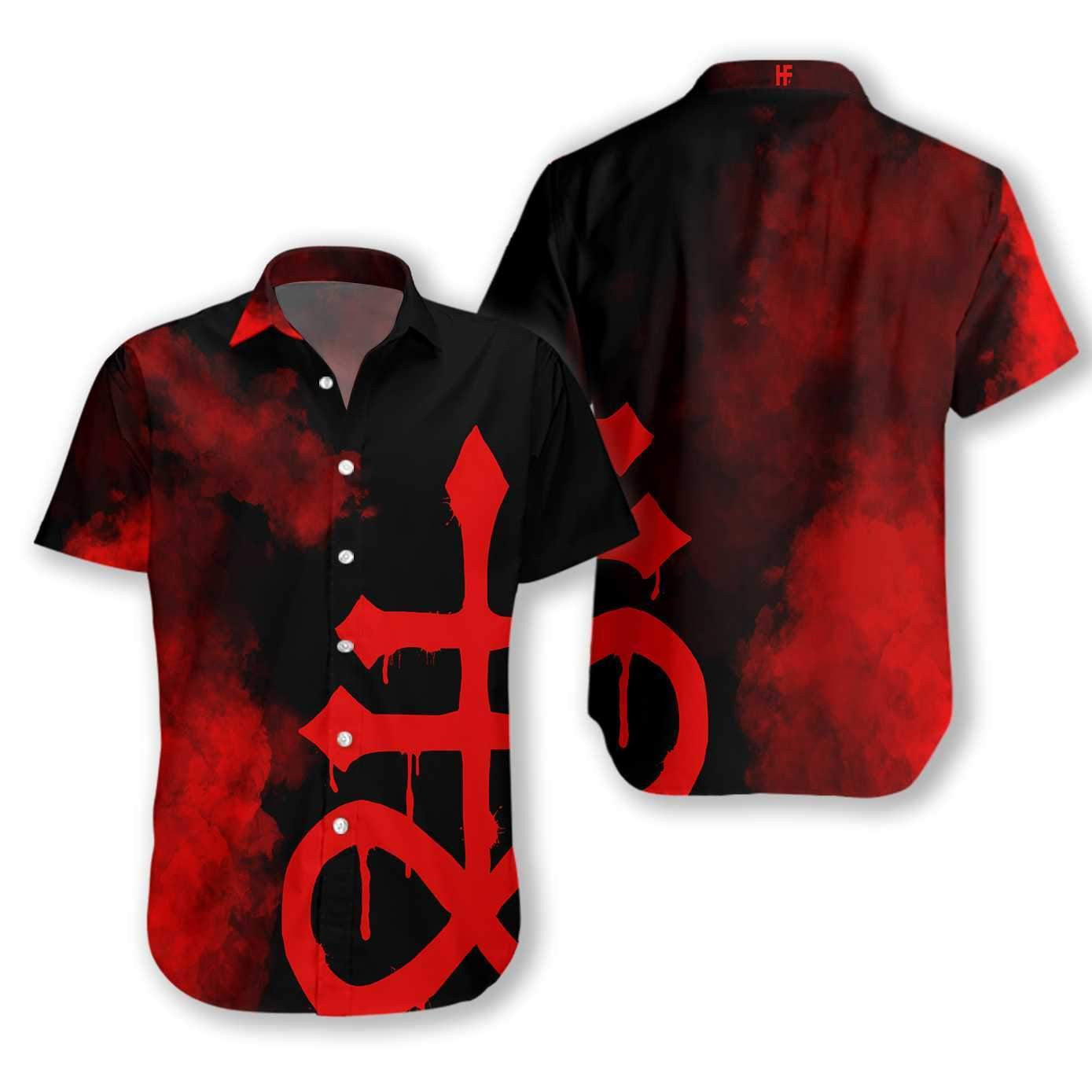 Levithan Satanic Goth Gothic Black And Red Theme Hawaiian Shirt, Hawaiian Shirt Gift, Christmas Gift