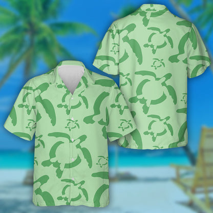 Green Line Sea Turtles On Light Green Hawaiian Shirt, Hawaiian Shirt Gift, Christmas Gift