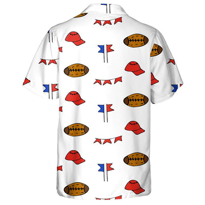 American Football Pattern With Rugby Flag And Hat Symbols Hawaiian Shirt, Hawaiian Shirt Gift, Christmas Gift