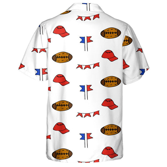 American Football Pattern With Rugby Flag And Hat Symbols Hawaiian Shirt, Hawaiian Shirt Gift, Christmas Gift