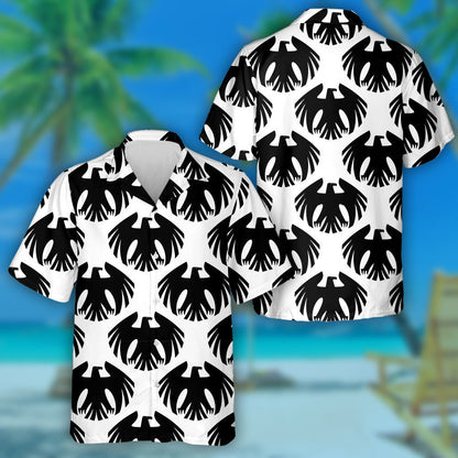 Black Eagles With Raised Wings And Turned Head Hawaiian Shirt, Hawaiian Shirt Gift, Christmas Gift