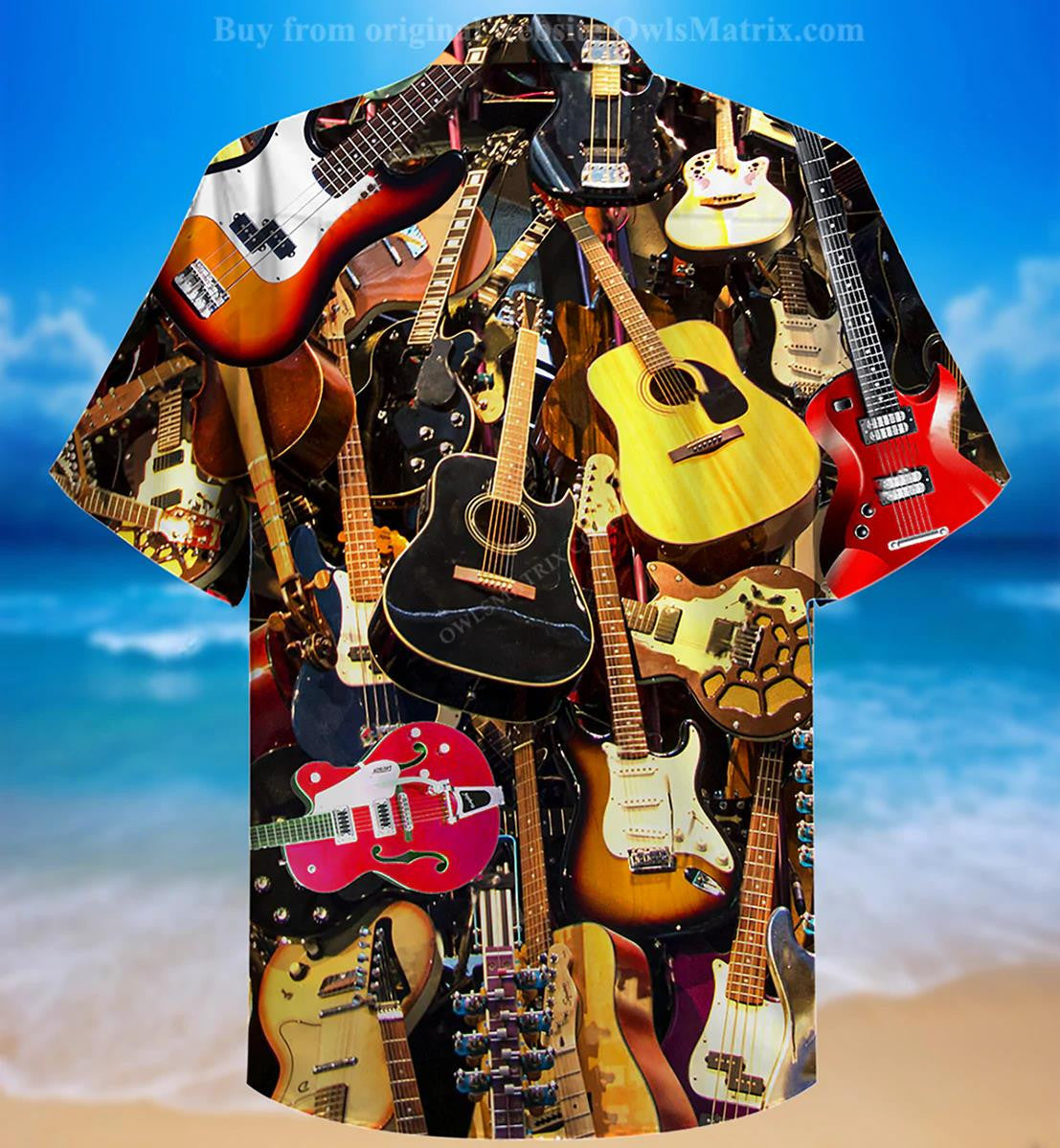 Gift For Music Lovers Guitar Collection Multicolor Pattern Hawaiian Shirt, Hawaiian Shirt Gift, Christmas Gift