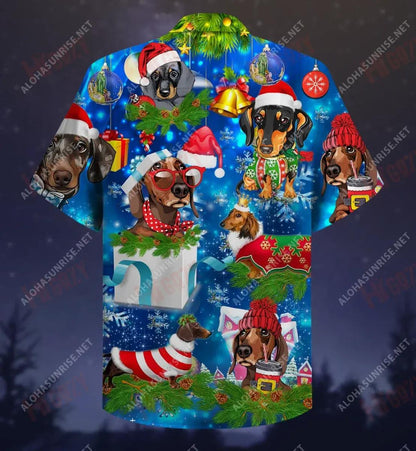 Short On Legs, Long On Love Dachshund Christmas Short Hawaiian Shirt Vacation Aloha Shirt Custom Hawaiian Shirts Hawaiian Shirts For Men, Hawaiian Shirt Gift, Christmas Gift