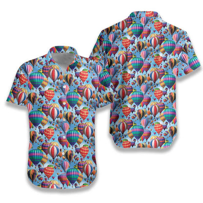Hot Air Balloon On The Sky Pattern Hawaiian Shirt, Hawaiian Shirt Gift, Christmas Gift