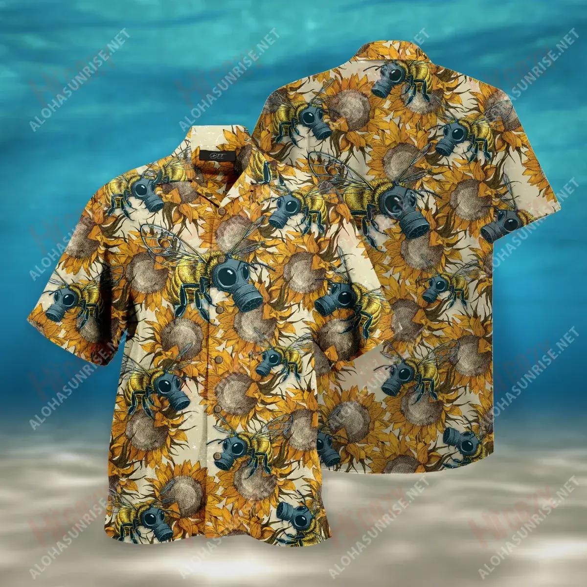 Bee Gas Mask Unisex Short Sleeve Shirt Hobbies Hawaiian T Shirts Custom Hawaiian Shirts Funny Hawaiian Shirts, Hawaiian Shirt Gift, Christmas Gift