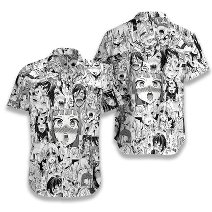 Sketching Style Hot Chick Anime Design Hawaiian Shirt,Hawaiian Shirt Gift, Christmas Gift