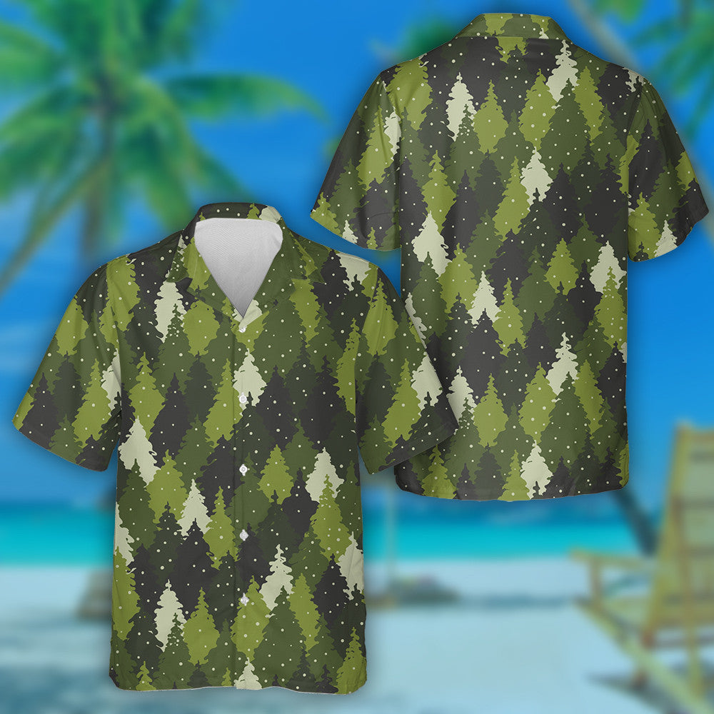 Green Forest Landscape Camouflage Colors Pattern Hawaiian Shirt,Hawaiian Shirt Gift, Christmas Gift