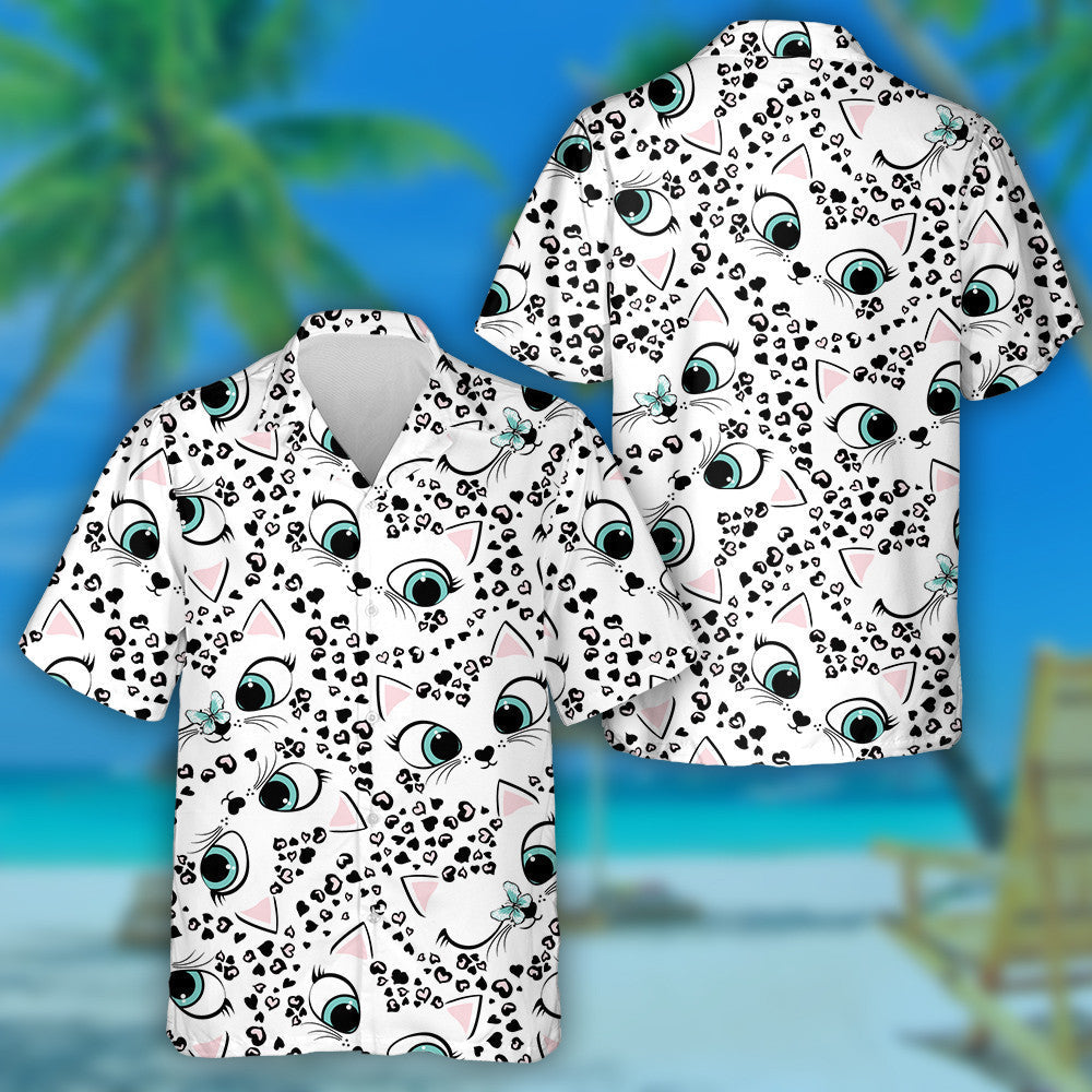 Leopard From Hearts And Cute Faces Cat Hawaiian Shirt, Hawaiian Shirt Gift, Christmas Gift