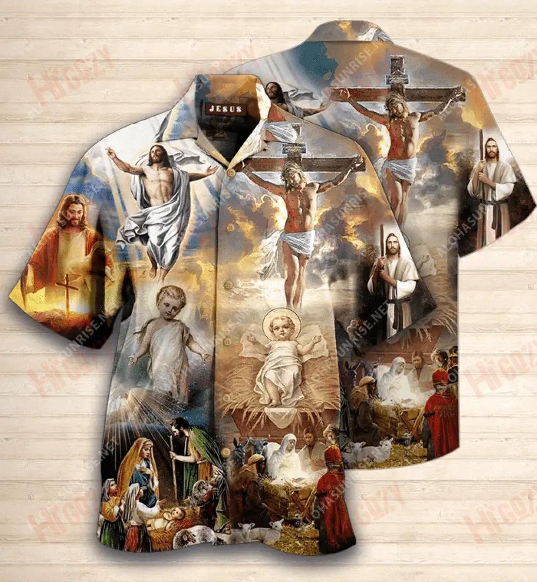 The Life Of Jesus Short Short Sleeve Shirt Summer Hawaiian T Shirts Custom Hawaiian Shirts Hawaiian Shirt Pattern, Hawaiian Shirt Gift, Christmas Gift