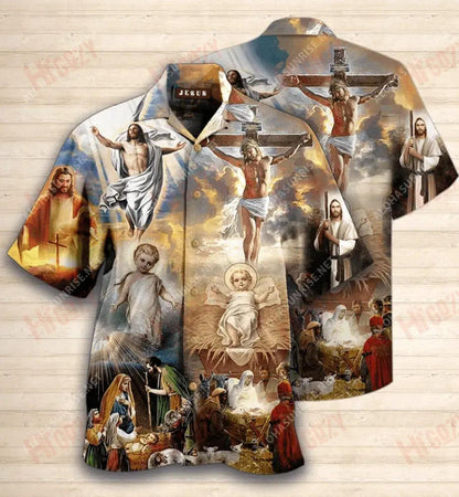 The Life Of Jesus Short Short Sleeve Shirt Summer Hawaiian T Shirts Custom Hawaiian Shirts Hawaiian Shirt Pattern, Hawaiian Shirt Gift, Christmas Gift