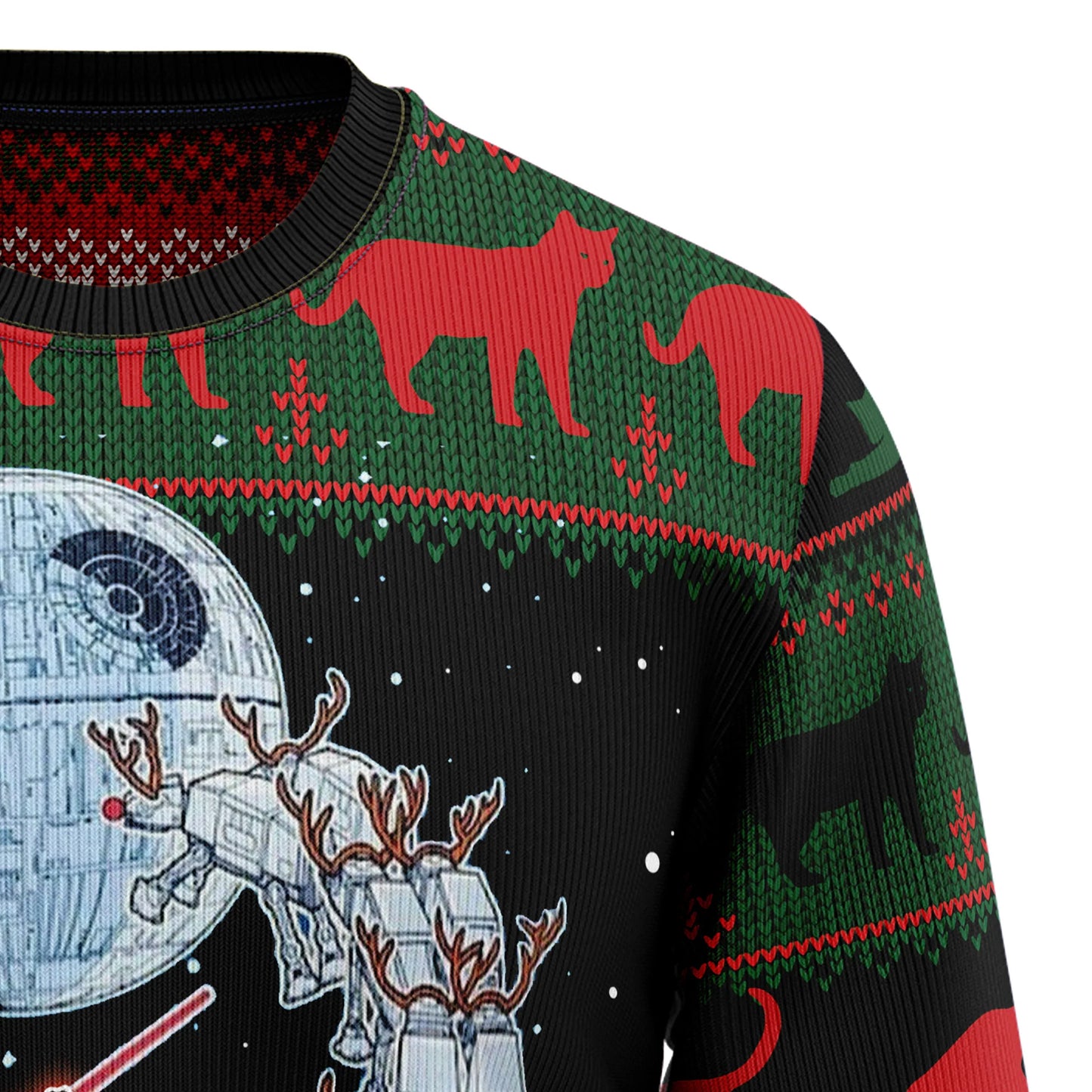 Black Cat Sleigh To Death Star Ugly Christmas Sweater , Christmas Ugly Sweater,Christmas Gift,Gift Christmas 2024
