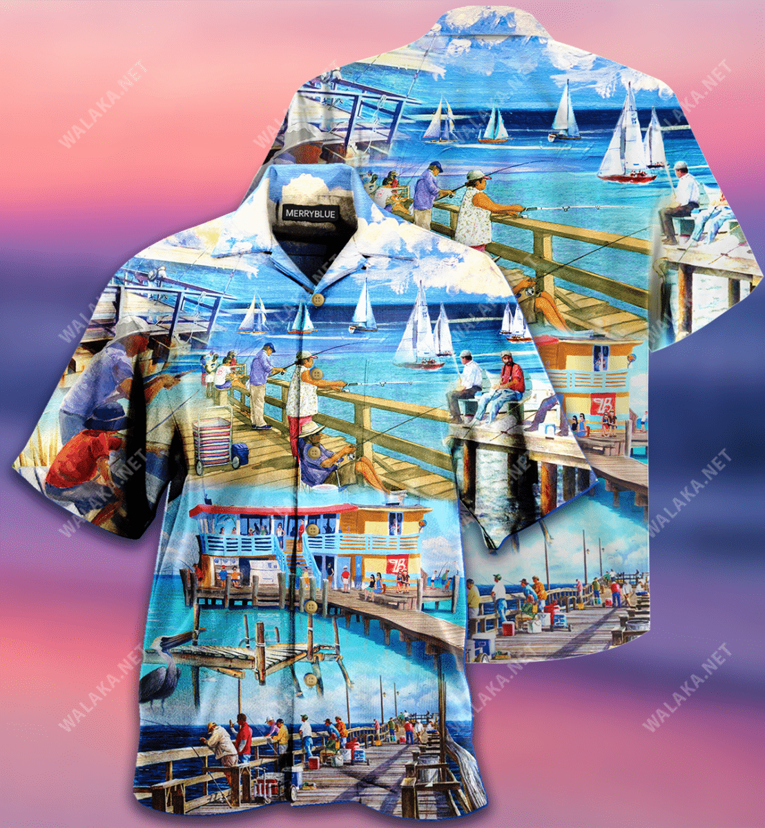 Fishing Pier Unisex Hawaiian Shirt_ Hawaiian Shirt Gift, Christmas Gift