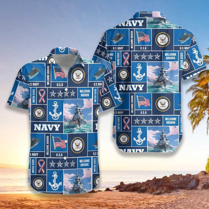 Veteran Soldier US Navy Welcome To Aboard Hawaiian Shirt, Hawaiian Shirt Gift, Christmas Gift