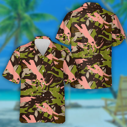 Abstract Army Camouflage With Wild Animal Leopard Hawaiian Shirt, Hawaiian Shirt Gift, Christmas Gift