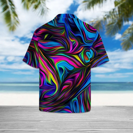 Watercolor Hippie Bus On Tie Dye Pattern Hawaiian Shirt, Hawaiian Shirt Gift, Christmas Gift