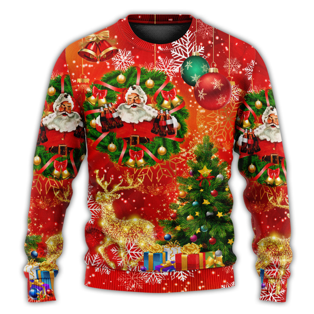 Christmas Santa Claus Drinking Christmas Tree Red Light Ugly Christmas Sweater, Christmas Gift, Gift Christmas 2024