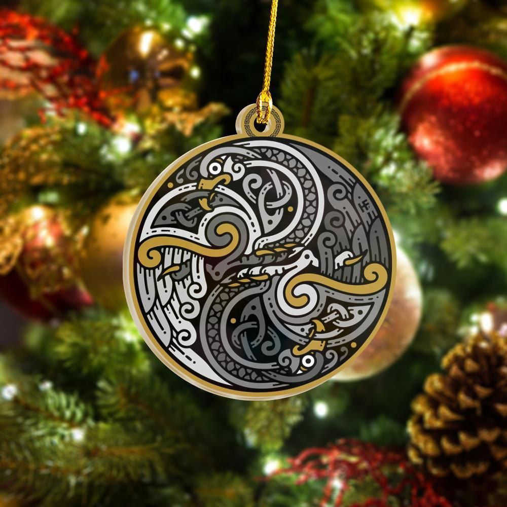 Celtic Bird Ornament, Happy Christmas Ornament, Christmas Gift, Christmas Decoration