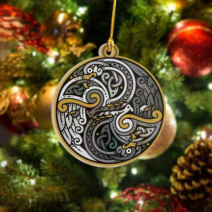 Celtic Bird Ornament, Happy Christmas Ornament, Christmas Gift, Christmas Decoration