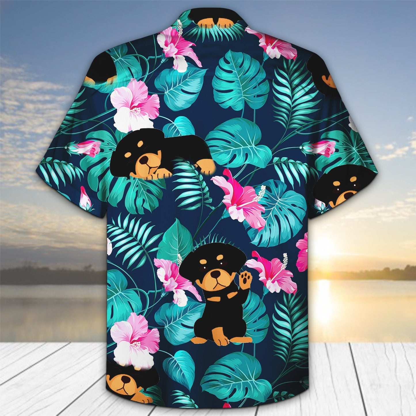 Cute Rottweiler Theme Pretty Ornamental Hawaiian Shirt,Hawaiian Shirt Gift, Christmas Gift