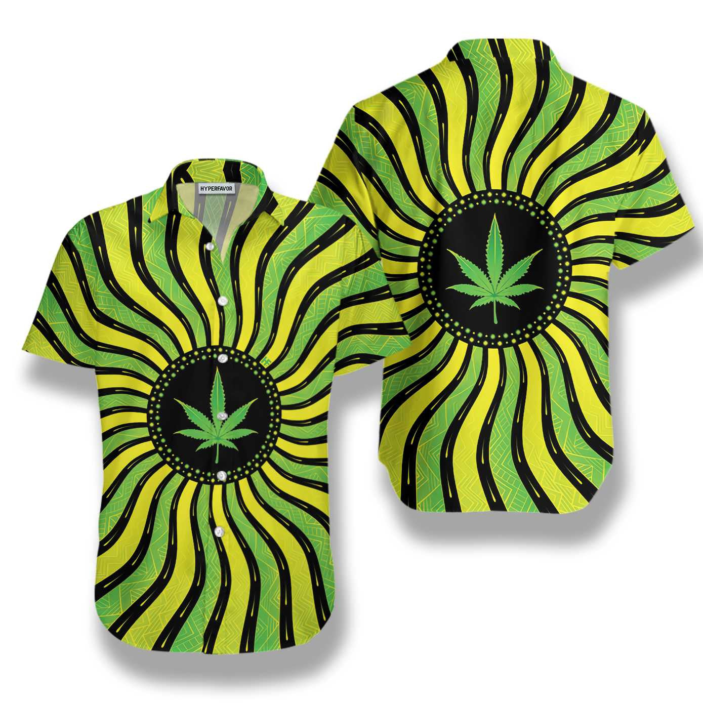 Cool Magic Marijuana Leaf With Sacred Geometry Hawaiian Shirt, Hawaiian Shirt Gift, Christmas Gift