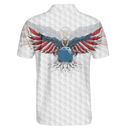 Bowling American Eagle Flag Lovely Design White Theme Hawaiian Shirt, Hawaiian Shirt Gift, Christmas Gift