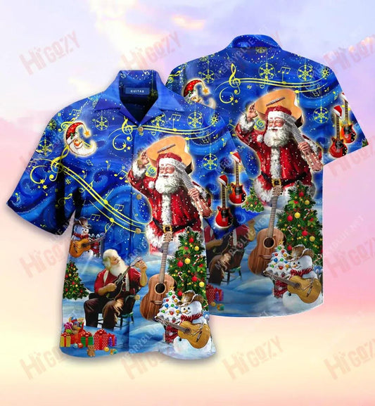 Christmas Carol Guitar Short Hawaiian Shirt Vacation Tropical Shirts Best Hawaiian Shirts Hawaiian Shirts For Women, Hawaiian Shirt Gift, Christmas Gift