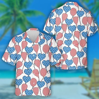 Floating Ballons In The Shape Of Heart And Circle Hawaiian Shirt, Hawaiian Shirt Gift, Christmas Gift