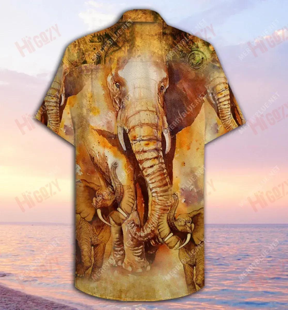 Born To Be The Biggest - Elephant Unisex Hawaiian Shirt Summer Short Sleeve Tactical Hawaiian Shirt Funny Hawaiian Shirts, Hawaiian Shirt Gift, Christmas Gift