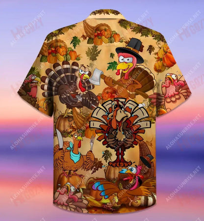 Happy Turkey Day Thanksgiving Short Short Sleeve Shirt Ocean Hawaiian T Shirts Custom Hawaiian Shirts Hawaiian Shirt Pattern, Hawaiian Shirt Gift, Christmas Gift