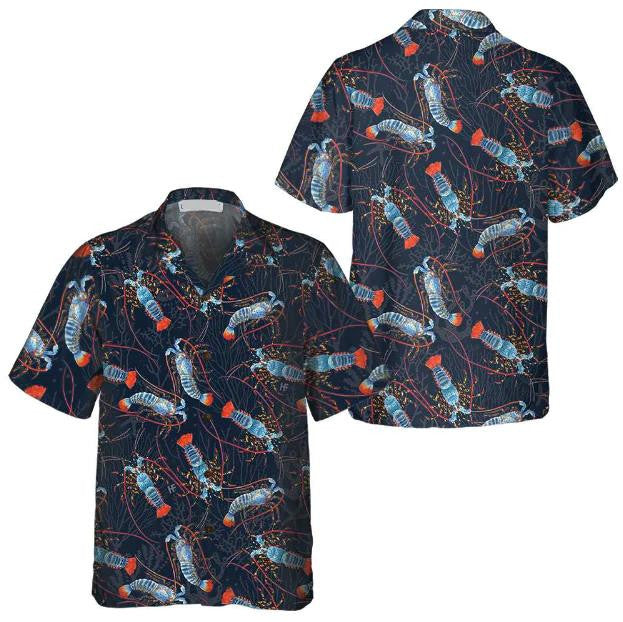 Lobster With Coral Reef In Deep Blue Ocean Design Hawaiian Shirt, Hawaiian Shirt Gift, Christmas Gift