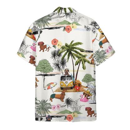 Summer And Dachshund Nice Ornamental Hawaiian Shirt, Hawaiian Shirt Gift, Christmas Gift