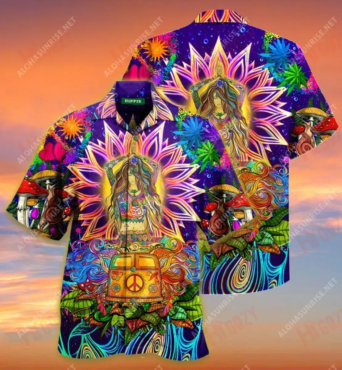 Style Yoga Hippie On Trip Short Hawaiian Shirt Summer Tropical Shirts Hawaiian Crazy Shirts Hawaiian Shirt Pattern, Hawaiian Shirt Gift, Christmas Gift