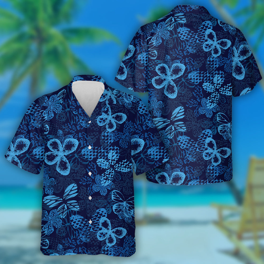 Theme Mystical Butterfly With Neon Blue Wings Hawaiian Shirt, Hawaiian Shirt Gift, Christmas Gift