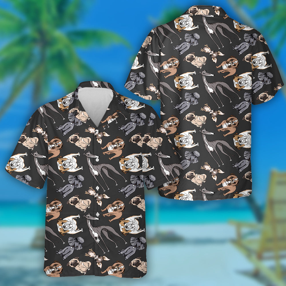 Funny Cartoon Dogs And Puppies Characters Hawaiian Shirt,Hawaiian Shirt Gift, Christmas Gift