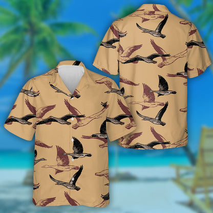 Hand Drawn Background Of Wild Duck Hawaiian Shirt, Hawaiian For Gift