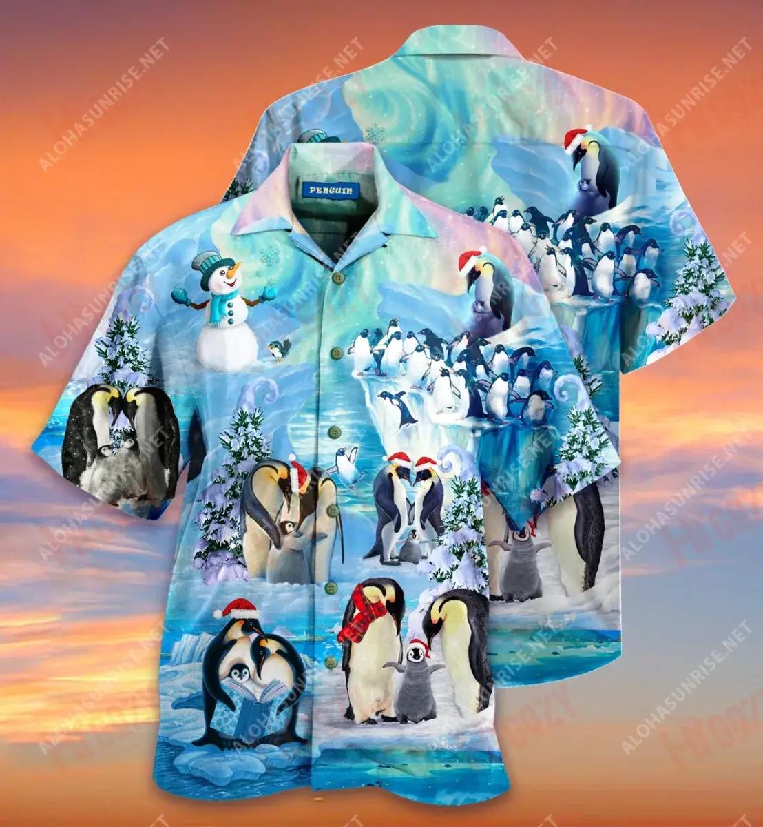 Christmas Is Time Penguins Gather Short Short Sleeve Shirt Hobbies Hawaiian T Shirts Tactical Hawaiian Shirt Funny Hawaiian Shirts, Hawaiian Shirt Gift, Christmas Gift
