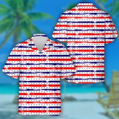 Fourth July Stars Stripes Abstract Painting Pattern Hawaiian Shirt, Hawaiian Shirt Gift, Christmas Gift