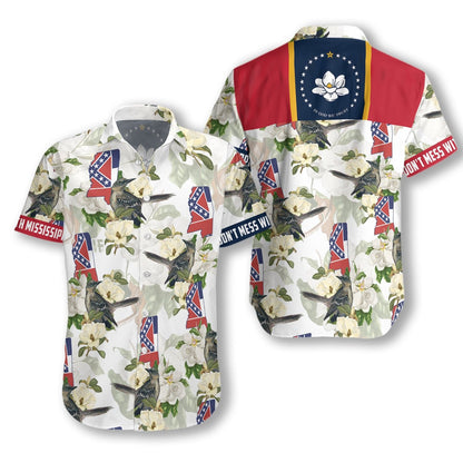 Mississippi Mockingbird And Magnolia Nice Design Hawaiian Shirt,Hawaiian Shirt Gift, Christmas Gift