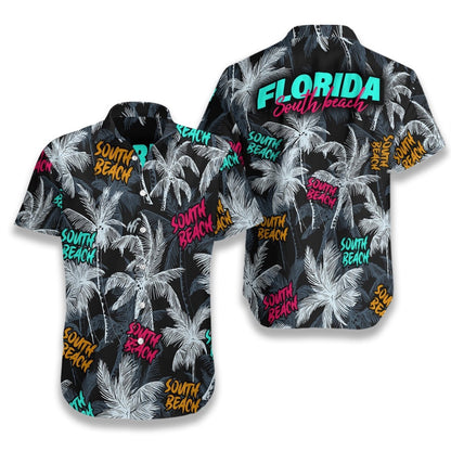 South Beach Coconut Tree Seamless Pattern Hawaiian Shirt,Hawaiian Shirt Gift, Christmas Gift