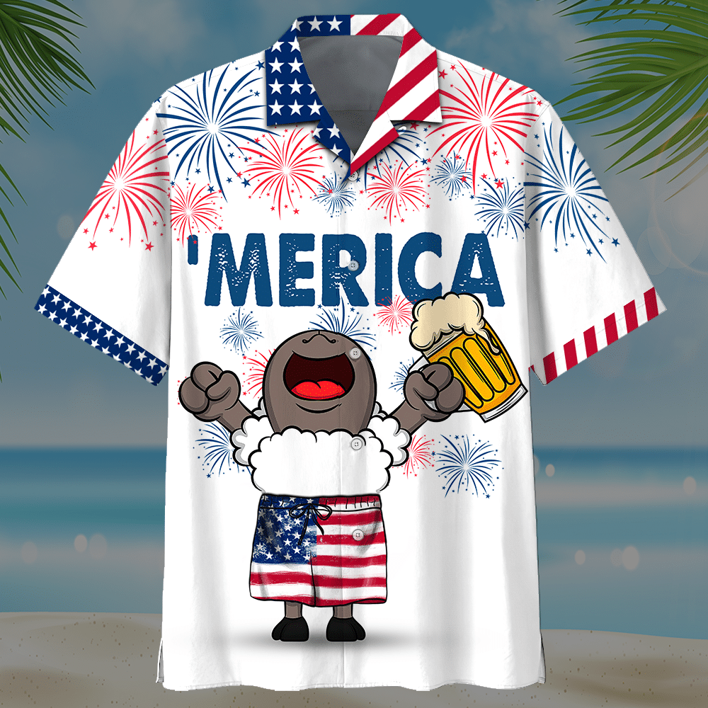 Funny Sheep And Beer Design Hawaiian Shirt, Hawaiian Shirt Gift, Christmas Gift