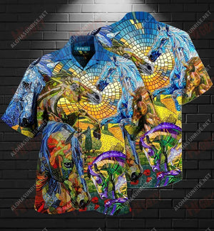 Abstract Horse Short Short Sleeve Shirt Summer Aloha Shirt Best Hawaiian Shirts Funny Hawaiian Shirts, Hawaiian Shirt Gift, Christmas Gift