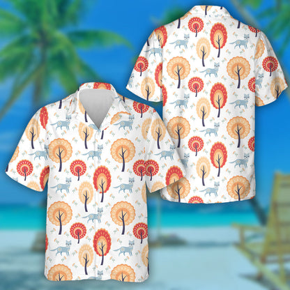 Colorful Decorative In Folk Style With Wolf Hawaiian Shirt, Hawaiian Shirt Gift, Christmas Gift