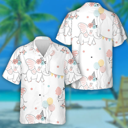 Fairy Elephant Roller Skating With Balloons And Flats Hawaiian Shirt, Hawaiian Shirt Gift, Christmas Gift