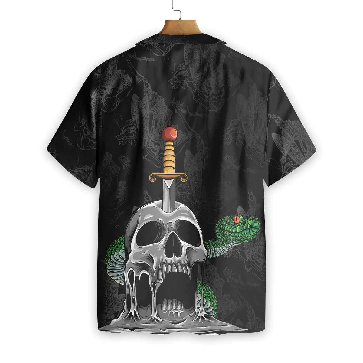 Creepy Night Scene Skull And Snake Gothic Hawaiian Shirt, Hawaiian Shirt Gift, Christmas Gift