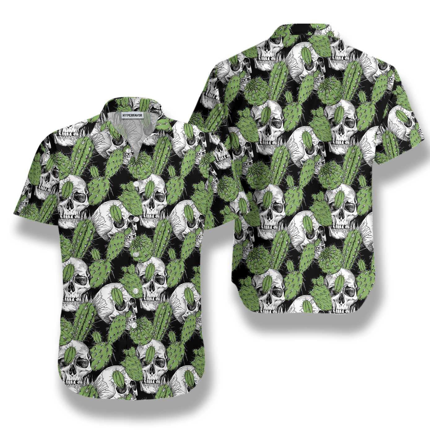 Cactus Skull On Black Design Hawaiian Shirt, Hawaiian Shirt Gift, Christmas Gift